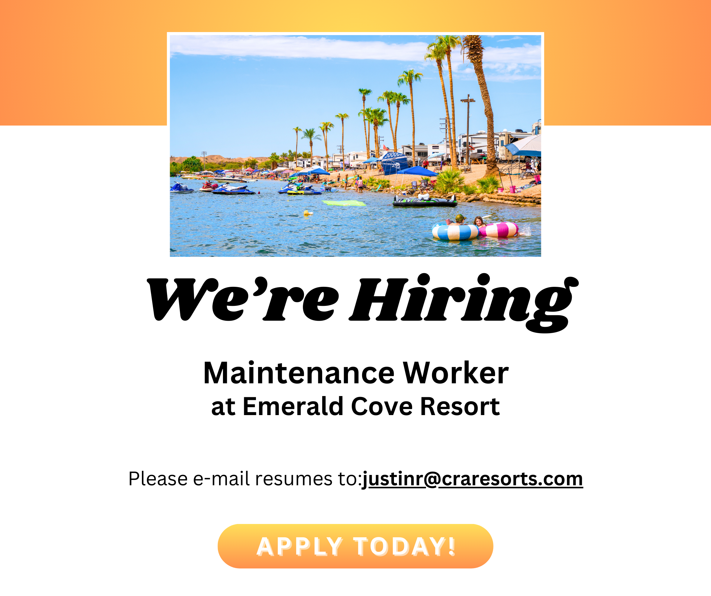 Now Hiring Maintenance and Housekeeper at Emerald Cove Resort
